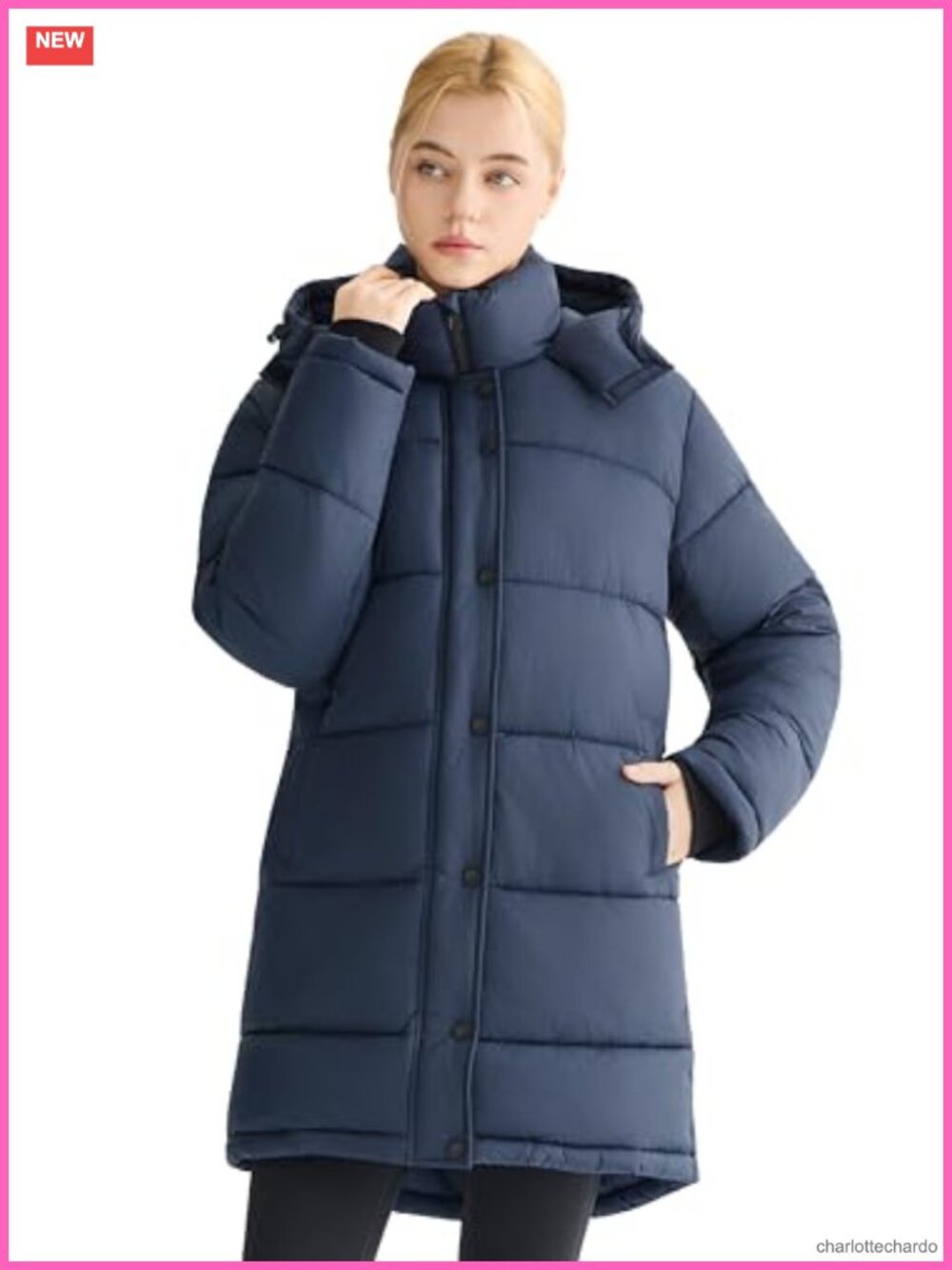 Women's Long Quilted Puffer Jacket Hooded Winter Coat Warm Mid-Length
